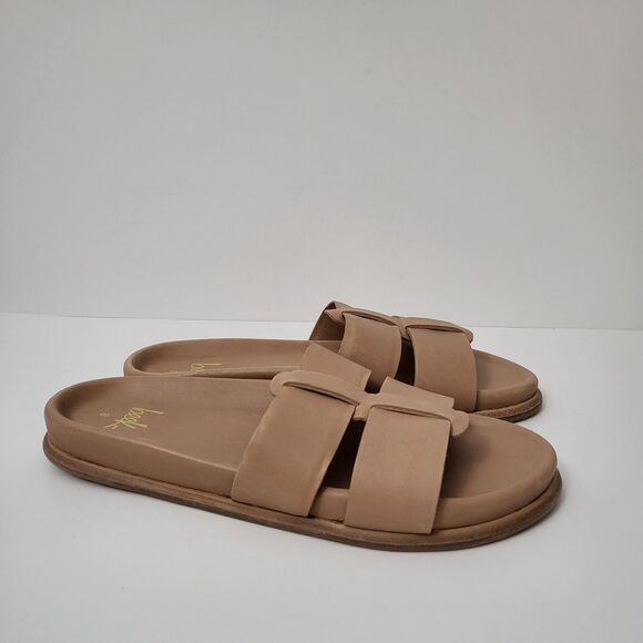 BEEK Courser Sandals Slides Womens 8 Honey Tan Leather Flats Comfort Minimalist - Picture 1 of 8